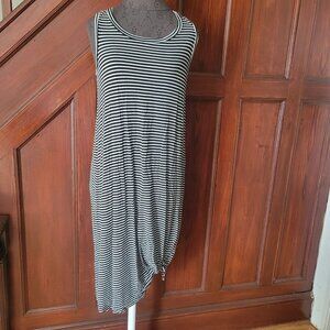 Pink Blush Black & White Striped Sleeveless Dress With Tie Hem Size S